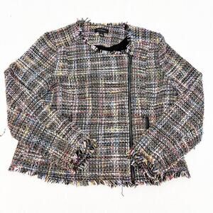 Halogen Motorcycle Jacket Fringe Trimmed Colorful Woven Blazer Size 1